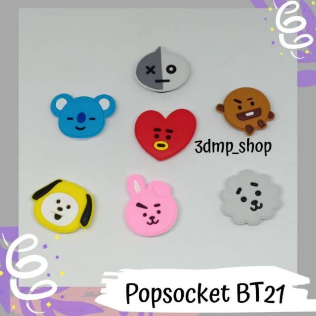 Popsocket holder BT21 BTS Chimmy Tata Cooky Shoky Koya Rj Mang Van Kpop