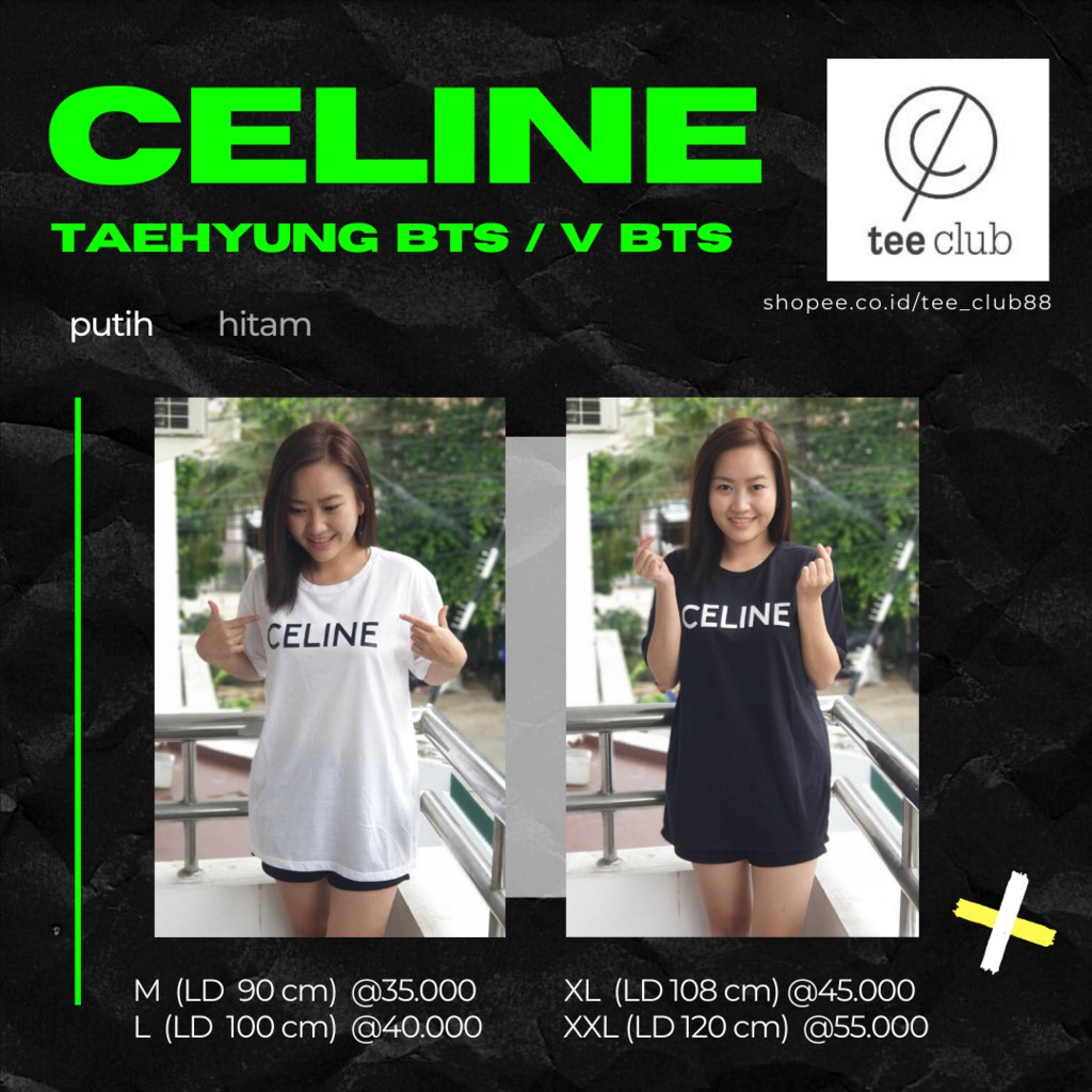 KAOS CELINE ARMY TAEHYUNG BTS / V BTS // PRIA WANITA // HITAM & PUTIH // 100% cotton combed 30s