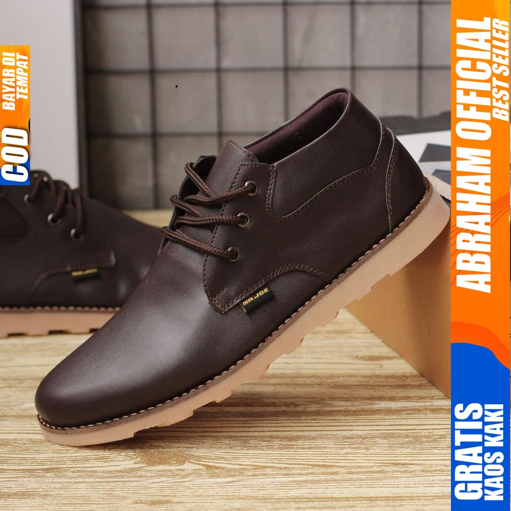 ABRAHAM COLLE Sepatu Formal Casual Pantofel Hitam - Coklat