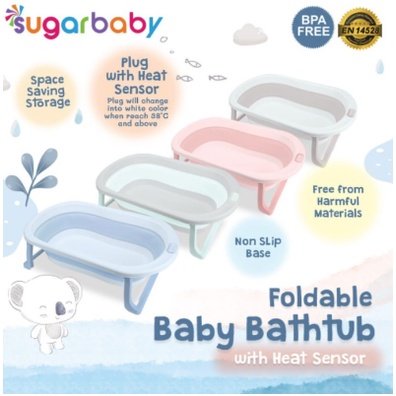 Sugar Baby Bak Mandi Bayi Foldable Baby Bathtub dengan Sensor Panas / Bantal Mandi Bayi peralatan mandi tempat mandi bayi Babu Bath Premium Gift