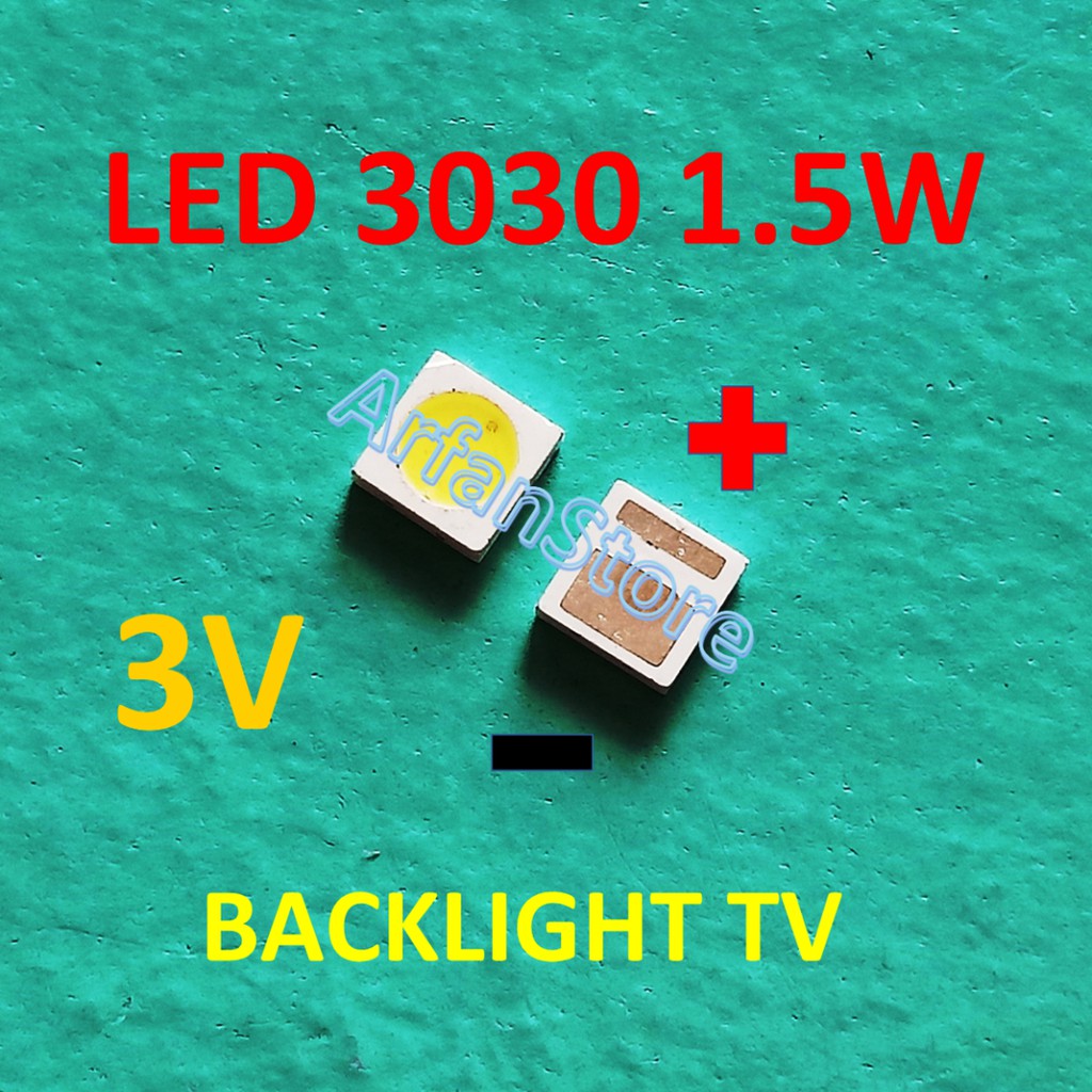 Led 3030 3V 1.5W Cold White PER 10PCS Backlight TV SMD Lampu Putih Terang Lextar