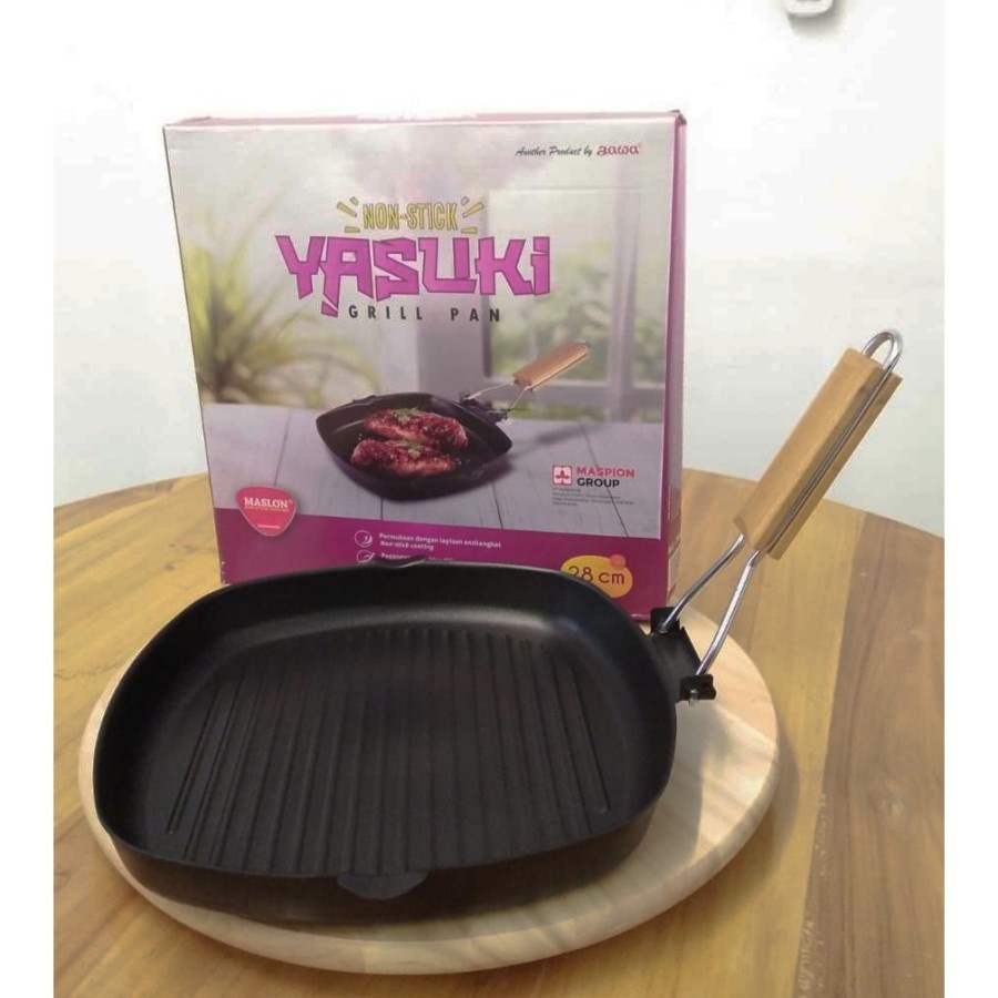 Maspion Yasuki Grill Non Stick Pan 28 cm/Pan Grill Anti Lengket 28 cm