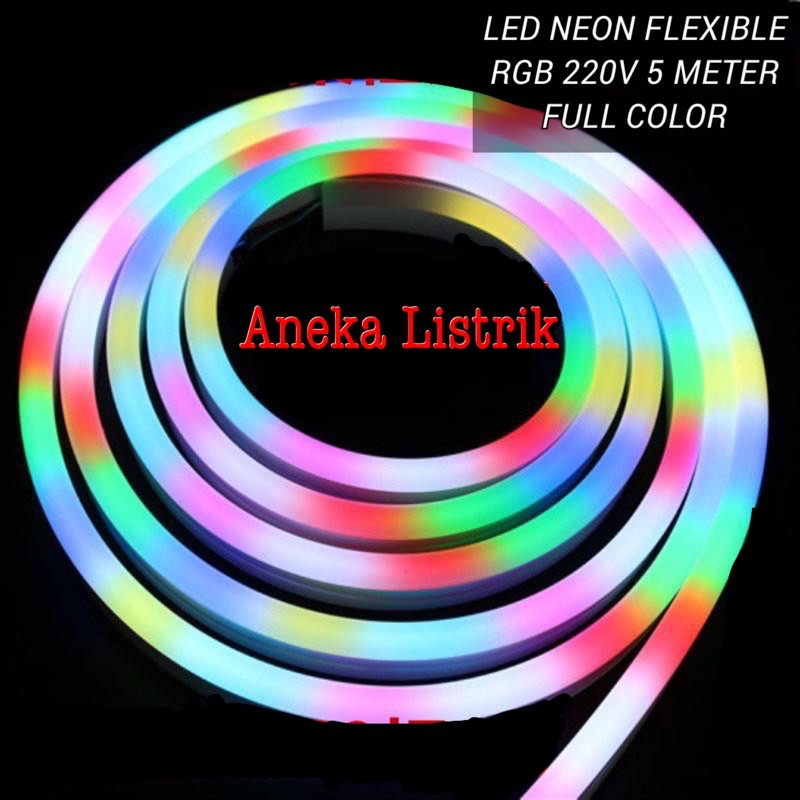 LAMPU LED NEON FLEXIBLE 5M RGB 220V FLEXIBLE SIGN LED / LAMPU SELANG OUTDOOR WATERPROOF LAMPU TIK TO