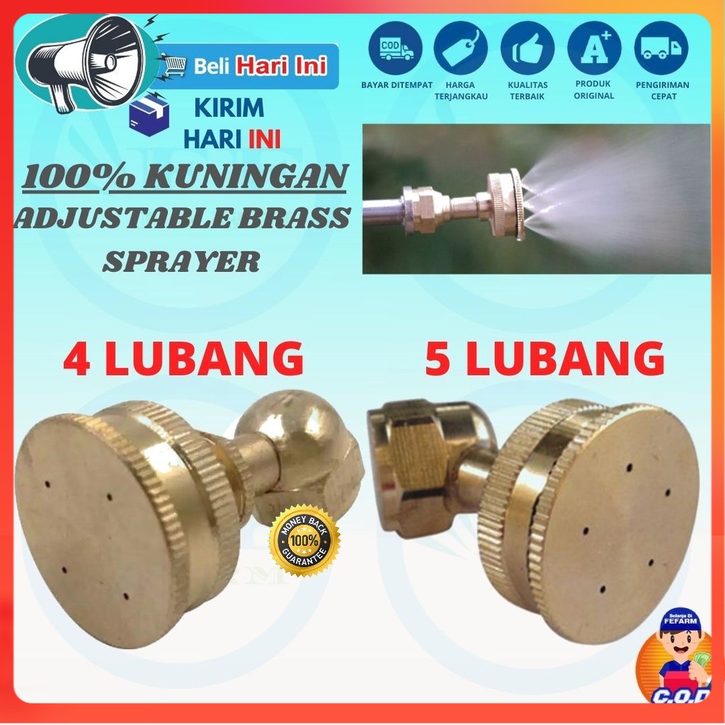 Spuyer Nozzle Sprayer Kabut Embun mata 4 kuningan untuk Rumah Walet, Rumah jamur Kandang Ayam