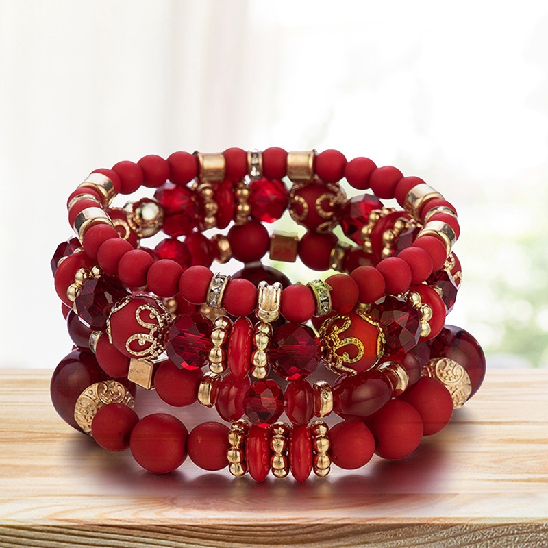 4pcs / Set Gelang Tangan Wanita Desain Manik Sayap Gaya Bohemia Untuk Pesta / Hadiah