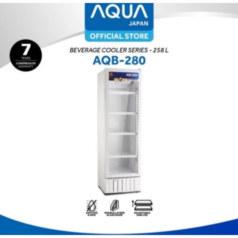 Showcase AQUA AQB-280 | Kulkas display kaca minuman AQB280 280L liter