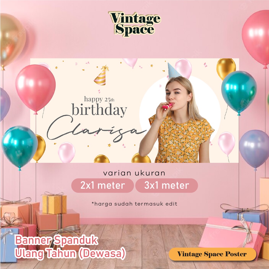 Banner Ulang Tahun/ Backdrop/ Spanduk Ulang Tahun Dewasa