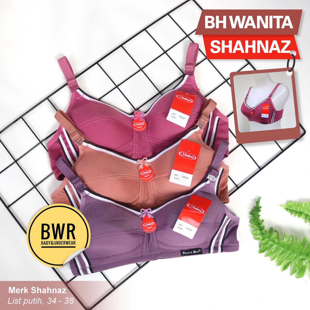 BH Shahnaz LIST PUTIH | Bra Wanita Tanpa Busa Kawat Kait2 - Bwr