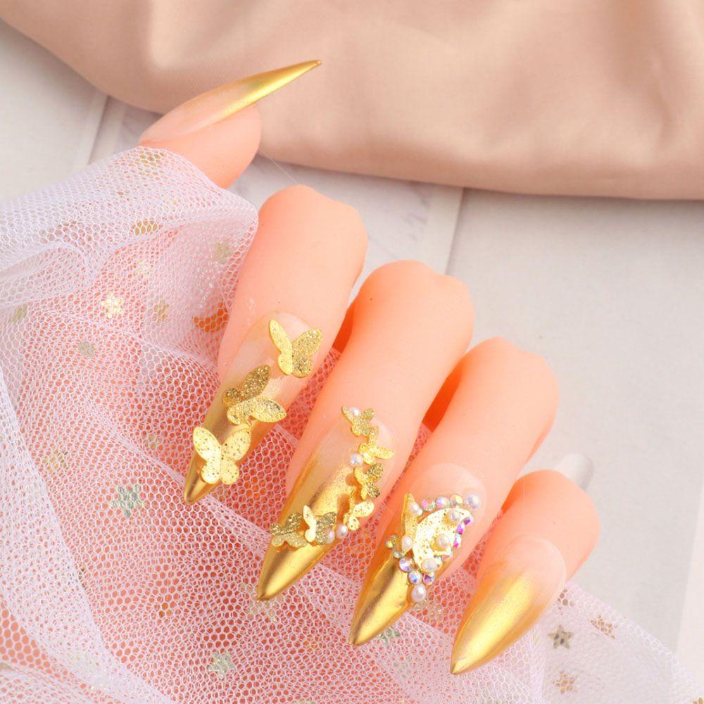 R-flower Nail Art Dekorasi Logam Decals Glitter Studs 3D