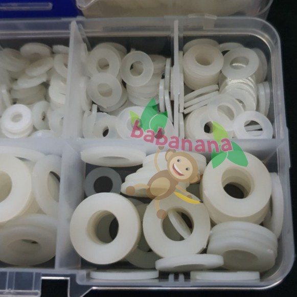 350pcs washer nylon white M2 M2.5 M3 M4 M5 M6 M8 ring cincin putih