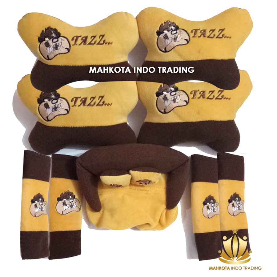 Bantal Jok Mobil TAZMANIA Set 9 PC / Bantal Leher Mobil TAZZMANIA TAZZ 9 PC PROMO MURAH