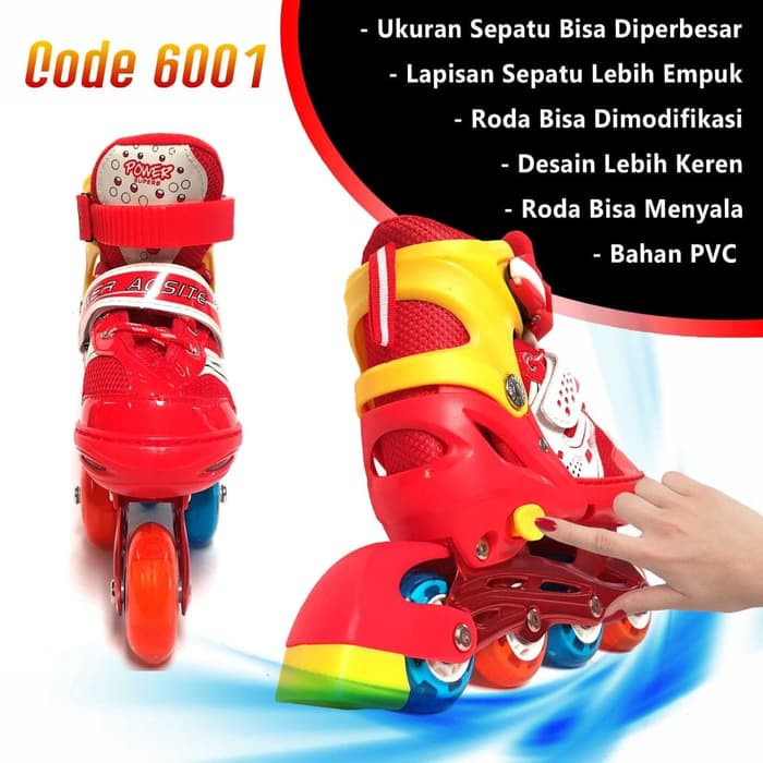 Sepatu Roda Anak Inline Skate Kids Ban Karet LED PVC Power Aosite 6001 - L Ungu
