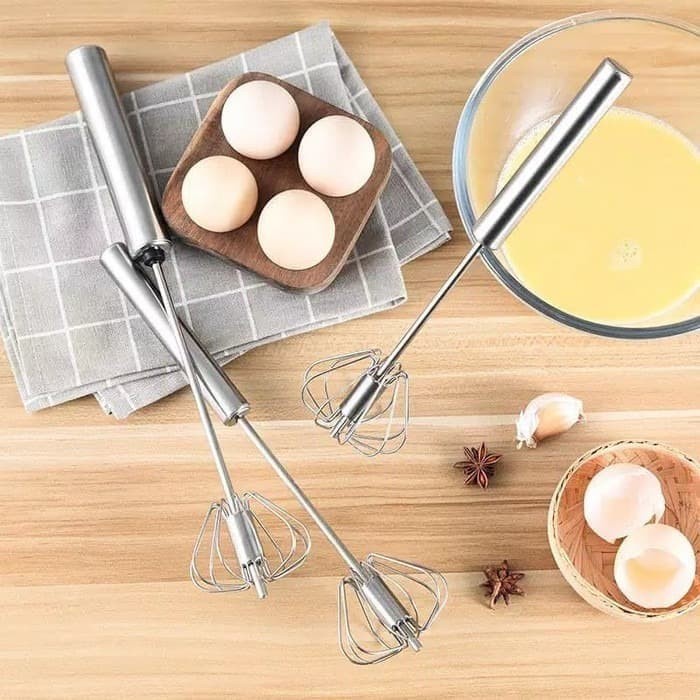 Semi Auto Ballon Egg Whisk Beater Stainless | Kocokan Telur Adonan