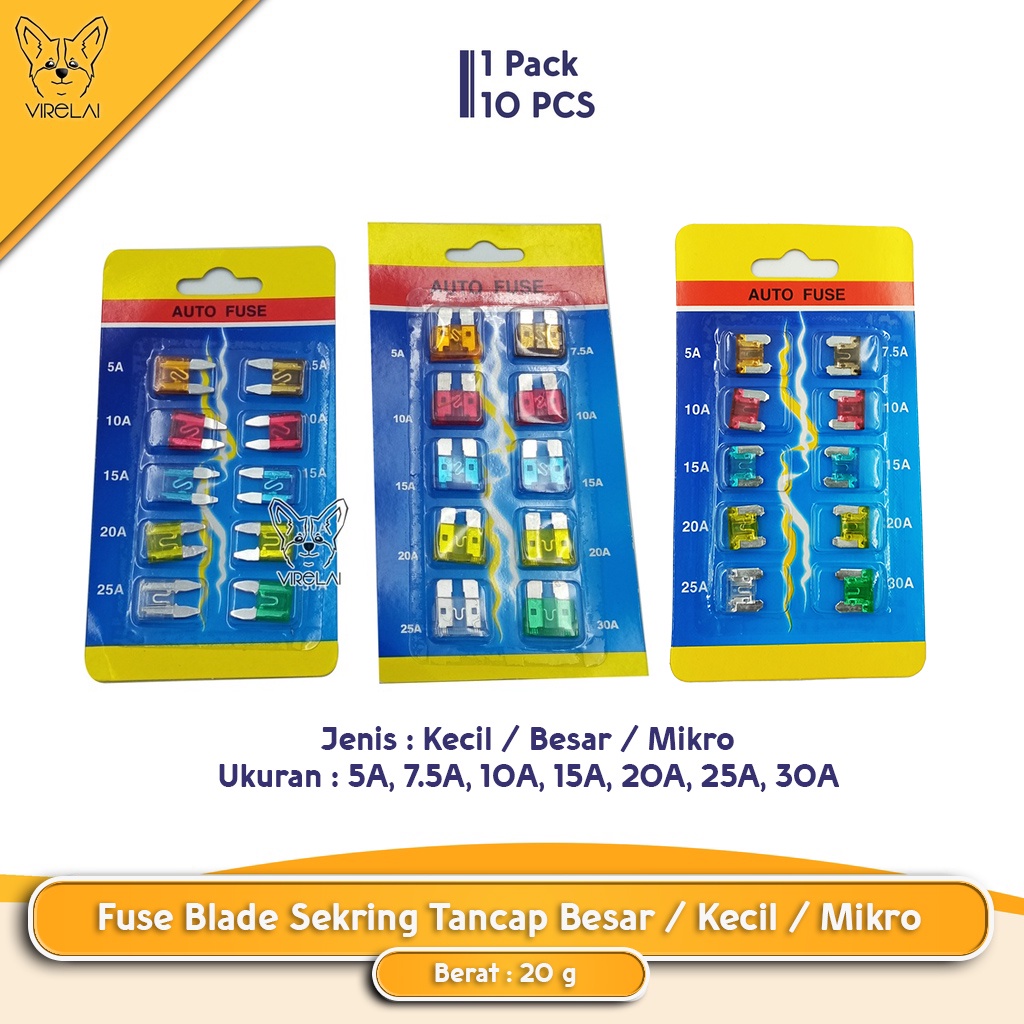 [1 SET] Fuse Blade / Sekring Tancap Kecil / Besar (Motor/Mobil)