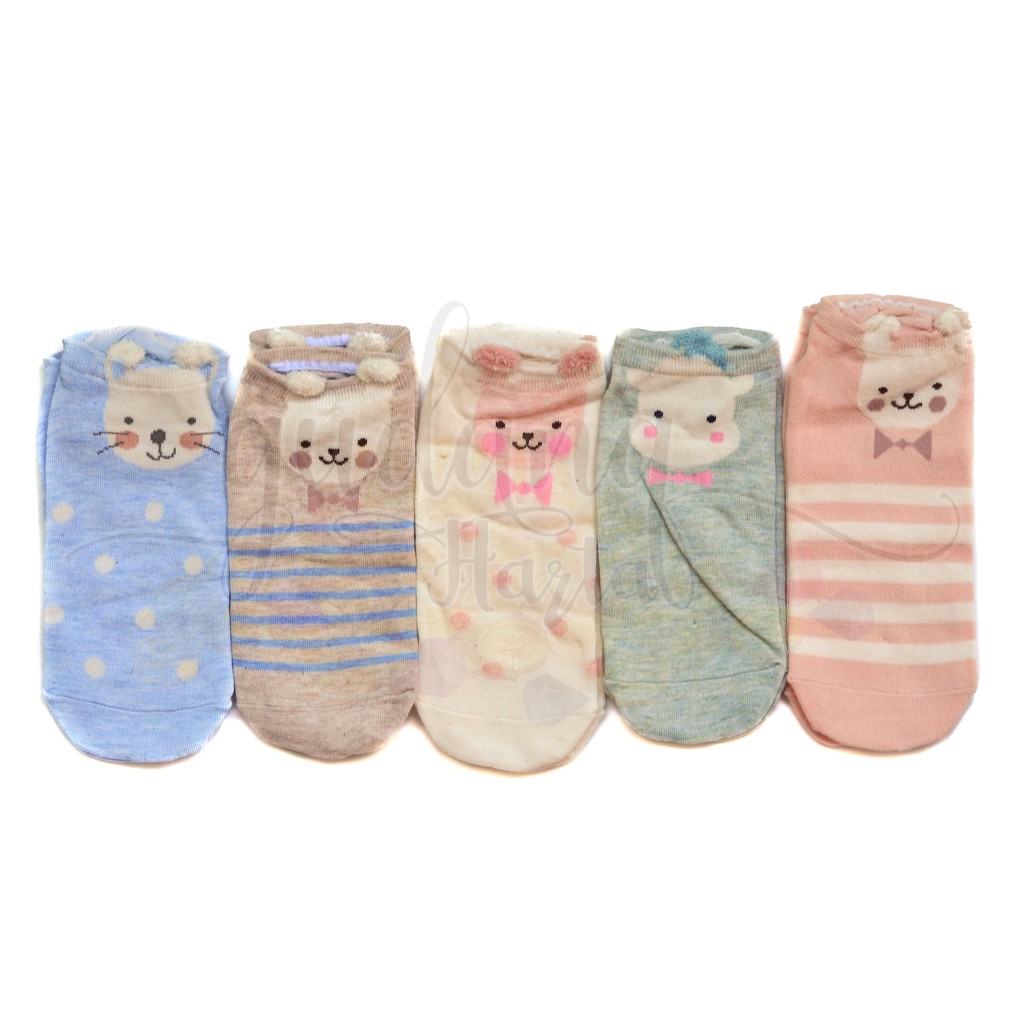  Kaos  Kaki  Wanita Pendek Pastel Series Cat Kucing  Cute Lucu 