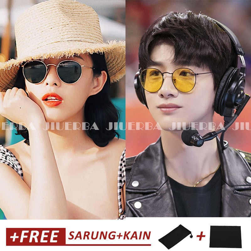 (YUZHU) Bayar di Tempat Korean Design Retro Small Kacamata Wanita/Pria Women Sunglasses