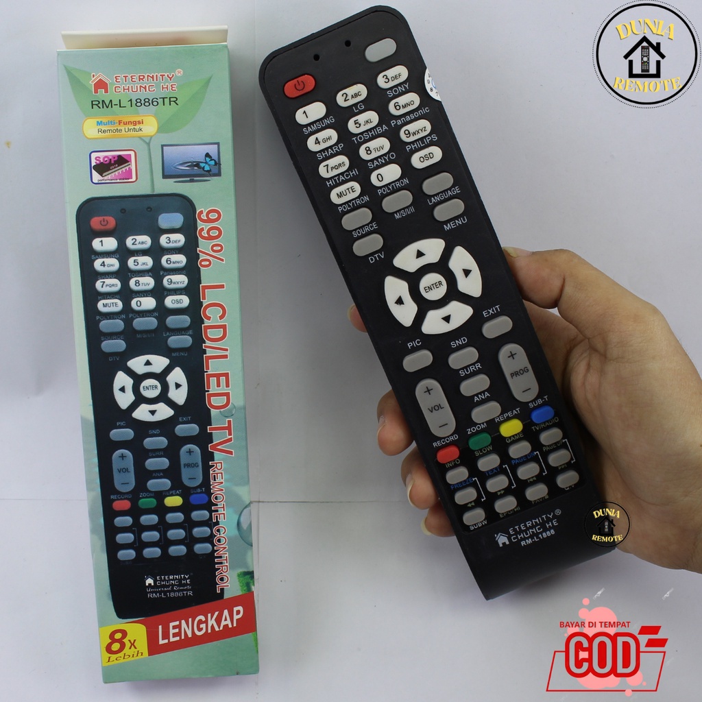 Remot Remote TV Multi 1886 Universal tanpa setting (sharp, polytron, LG, dll)