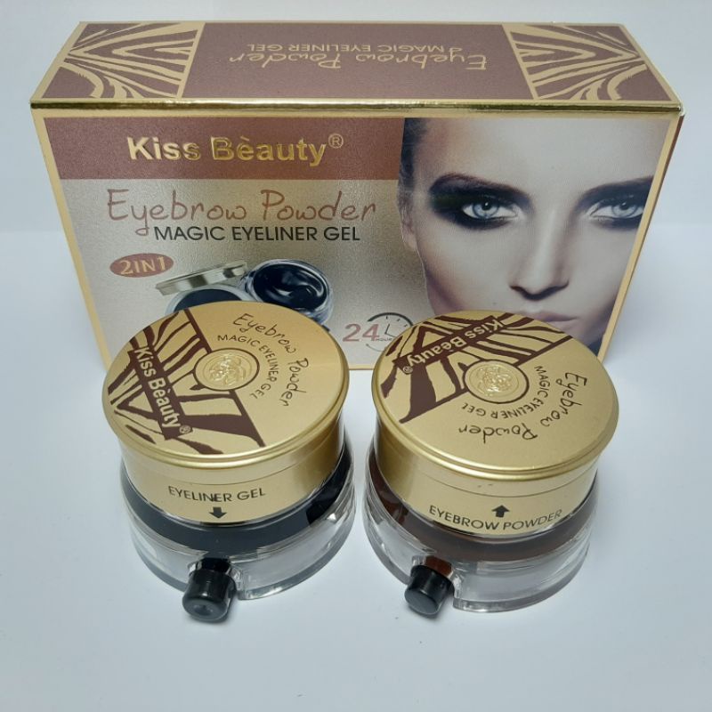 KISS BEAUTY EYEBROW POWDER &amp; MAGIC EYELINER GEL 2IN1