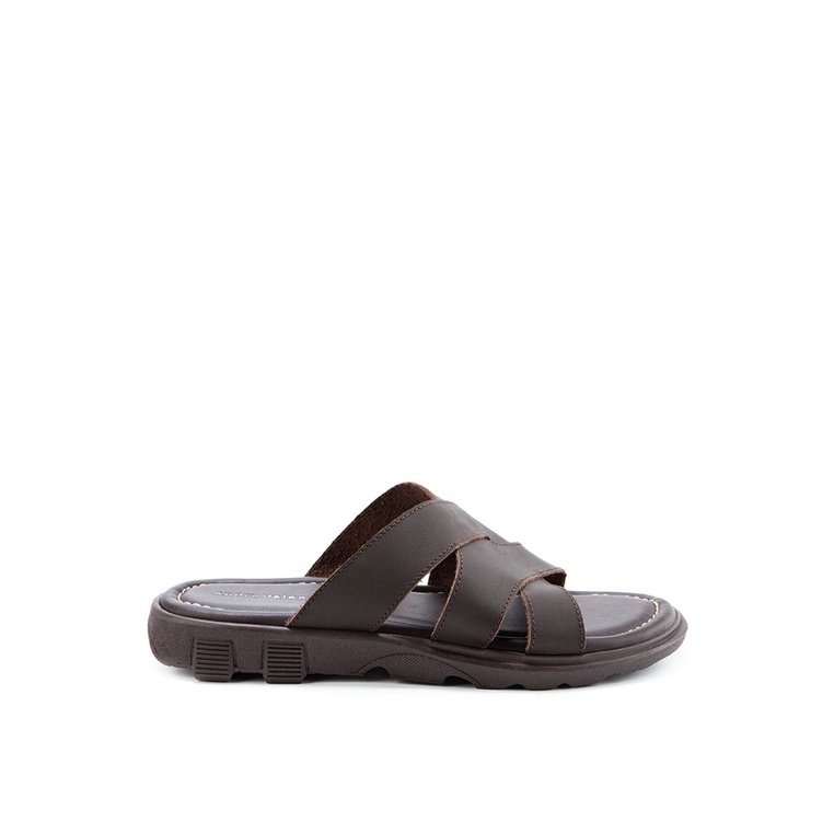 SANDAL SLIDE KULIT ANDRE VALENTINO PRIA ORIGINAL CASUAL COKLAT AVM16