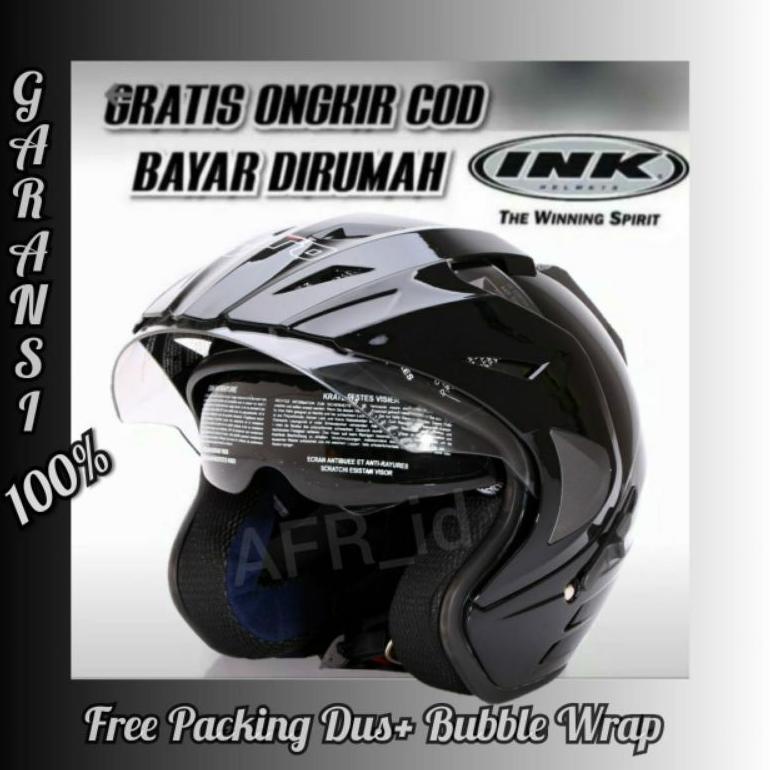 Helm INK Super Double Dobel Visor Helem Topi 2 kaca Murah Dewasa SNI - KFM.21Jl22ᴴ