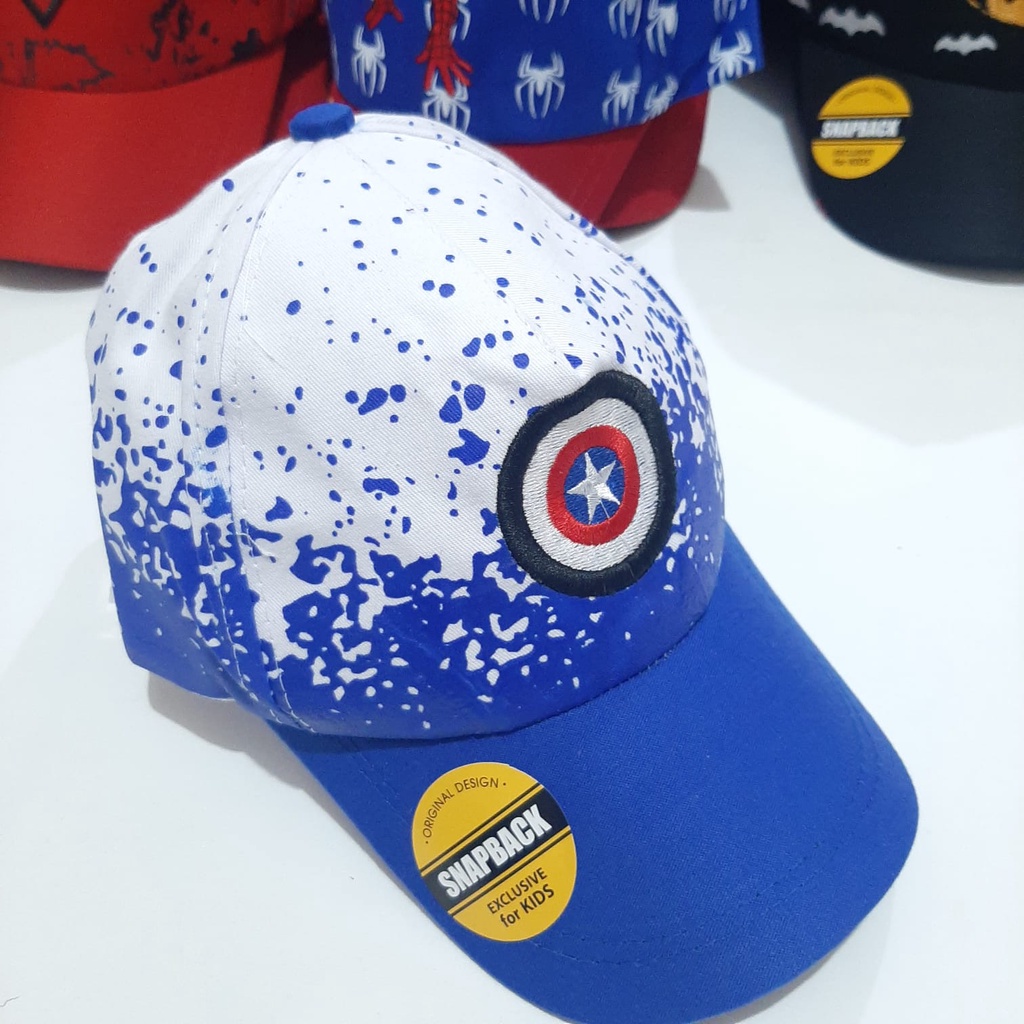 TOPI ANAK SUPERHERO BABY SPACE FULLPRINT DAN SPACEKIDS LOGO BORDIR SIZE 2-6 TAHUN-SPACEKIDS C. AMERICA