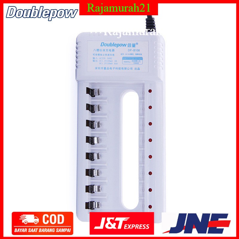 Charger Baterai DOUBLEPOW 8 slot for AA AAA Ni-MH Ni-CD - White