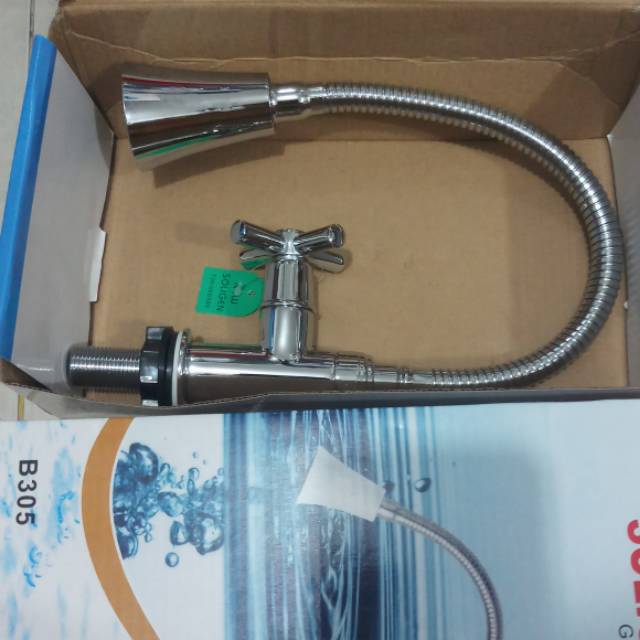 KRAN ANGSA SOLIGEN TANCAP KUNINGAN ASLI CROM BALING KRAN CUCI PIRING WASTAFEL B305