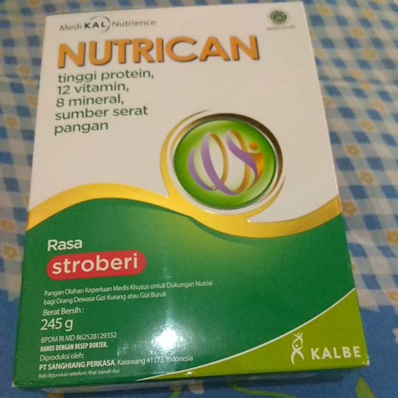 susu nutrican rasa stroberi 245g untuk sakit kanker