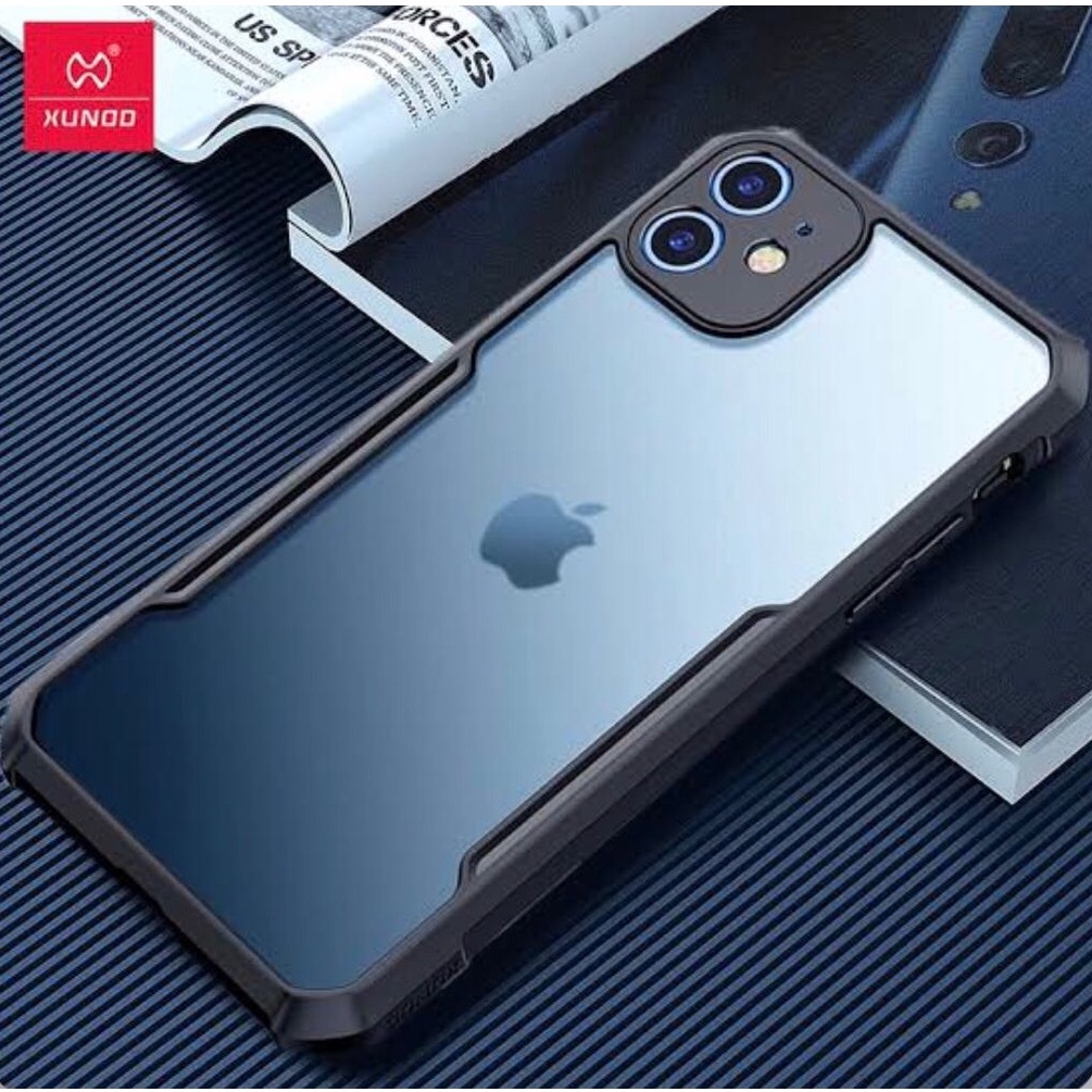 CASE IPHONE 12 / IPHONE 12 MINI / IPHONE 12 PRO / IPHONE 12 PRO MAX XUNDD BEATLE ORIGINAL SOFT HARD CASE HYBRID ARMOR - CLEAR LIST BLACK