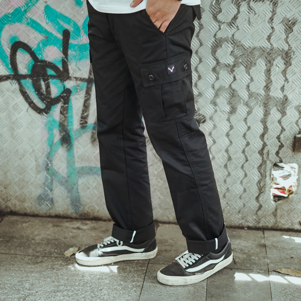 Whoopculture &quot;Goral&quot; Black Long Pants Cargo