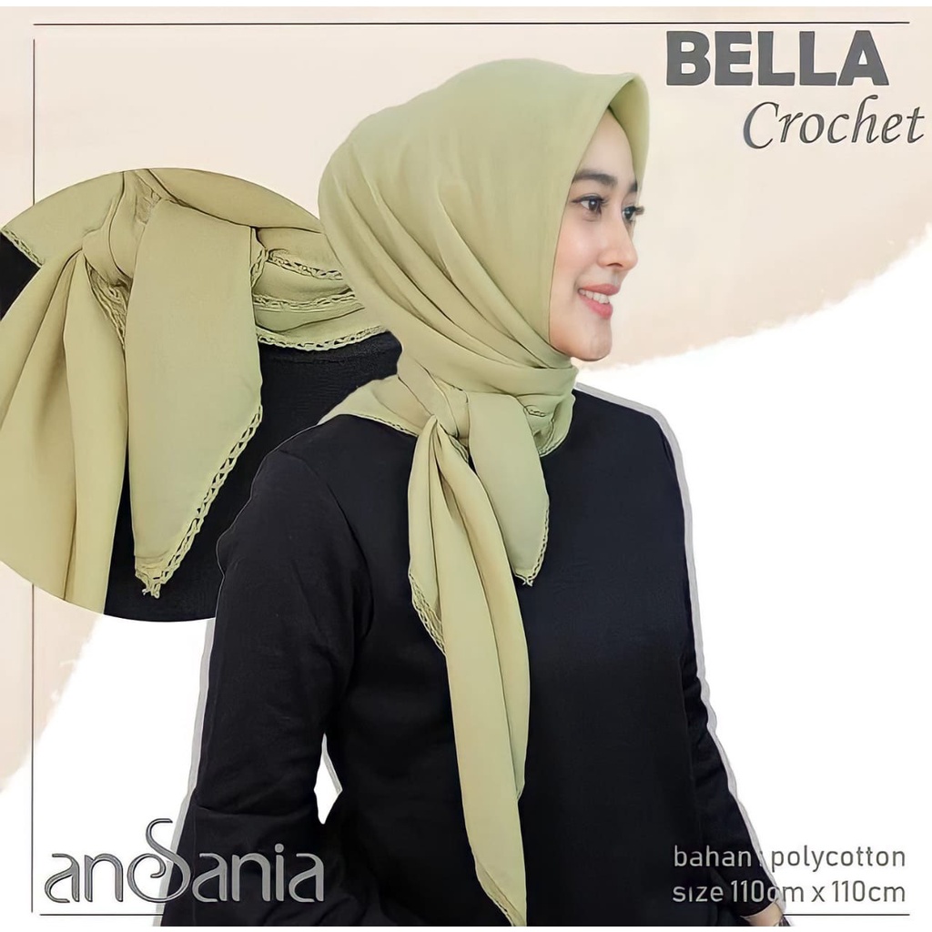 Segi Empat Bella Butik Ansania PollyCotton Segi Empat Polos Terbaru dan Termurah Nayla_Hijab