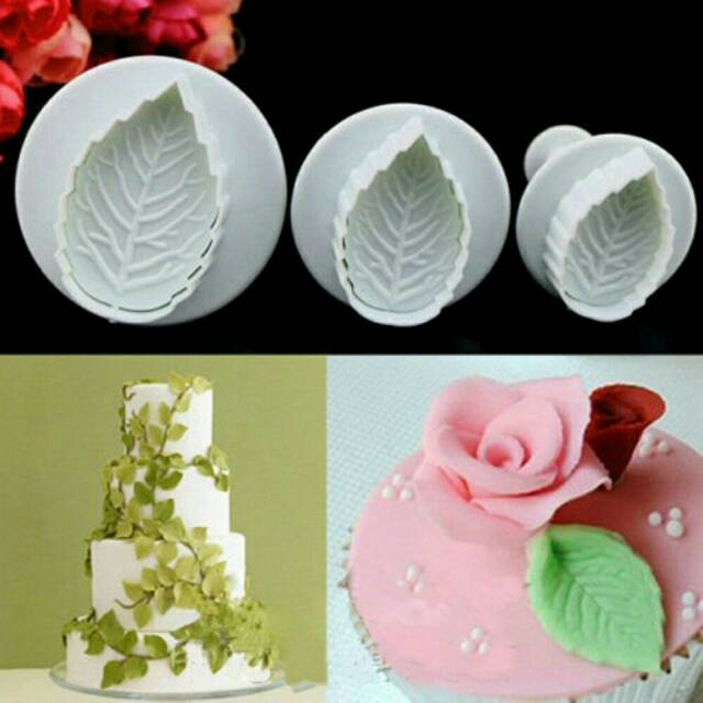 Paket 3 pcs Cetakan kue /cetakan fondant bentuk daun