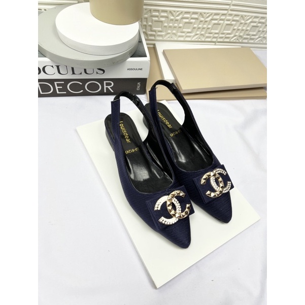 sepatu flat shoes wanita terbaru kekinian pesta LOUISDEAR sepatu 2 cm bahan satin B21