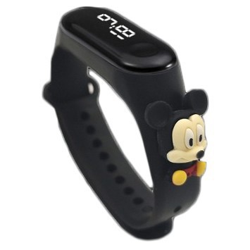 TOMSTORE.ID JT027 Jam Tangan anak Elektronik Led Waterproof Motif Untuk Anak Karakter Import Cod-HITAM MICKEI MOUSE