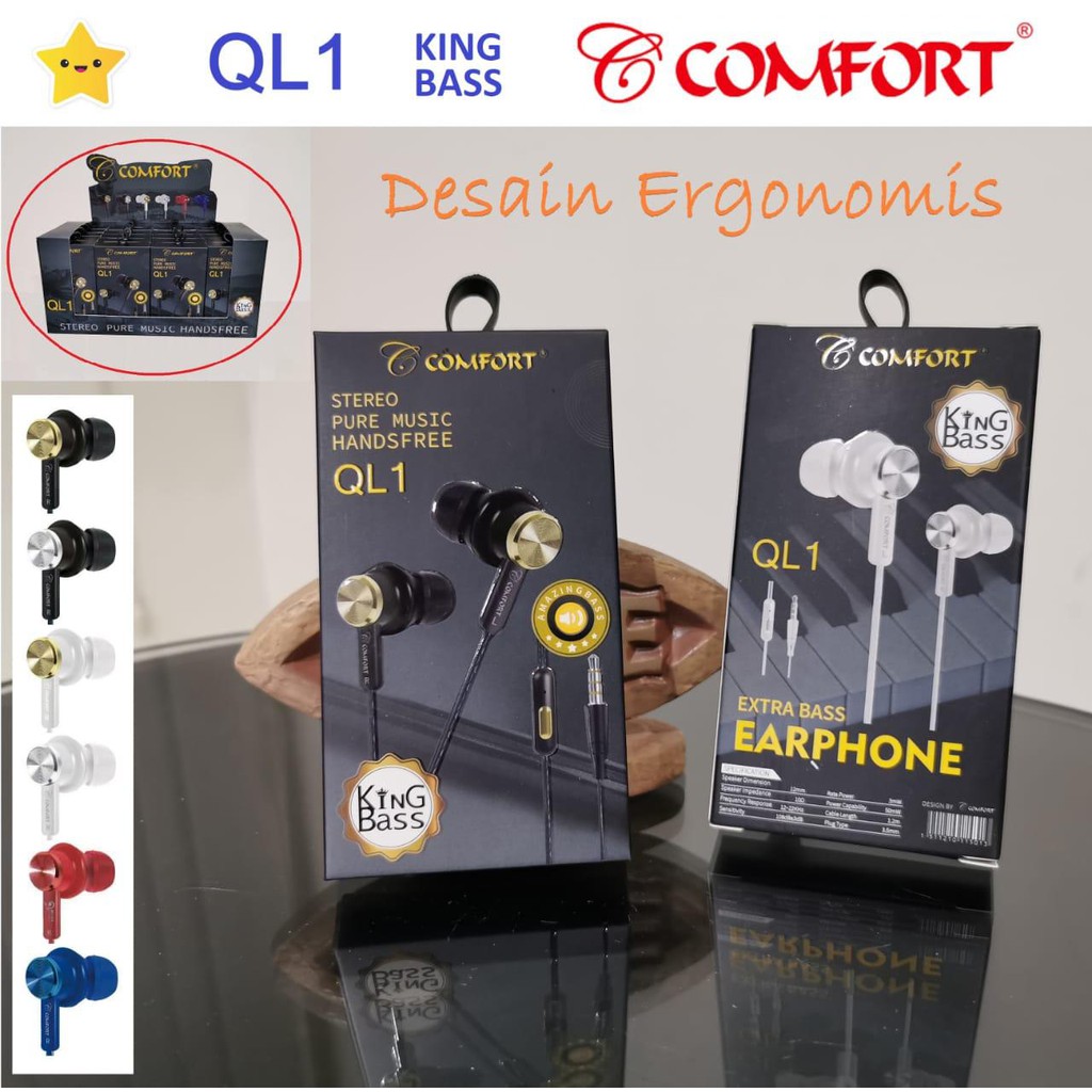 Handsfree Comfort QL1 King Bass Earphone