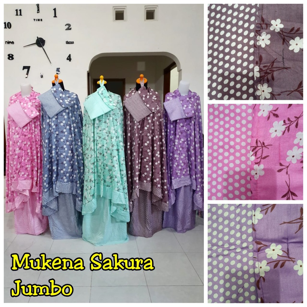 mukena jumbo mukena bali mukena katun rayon motif sakura