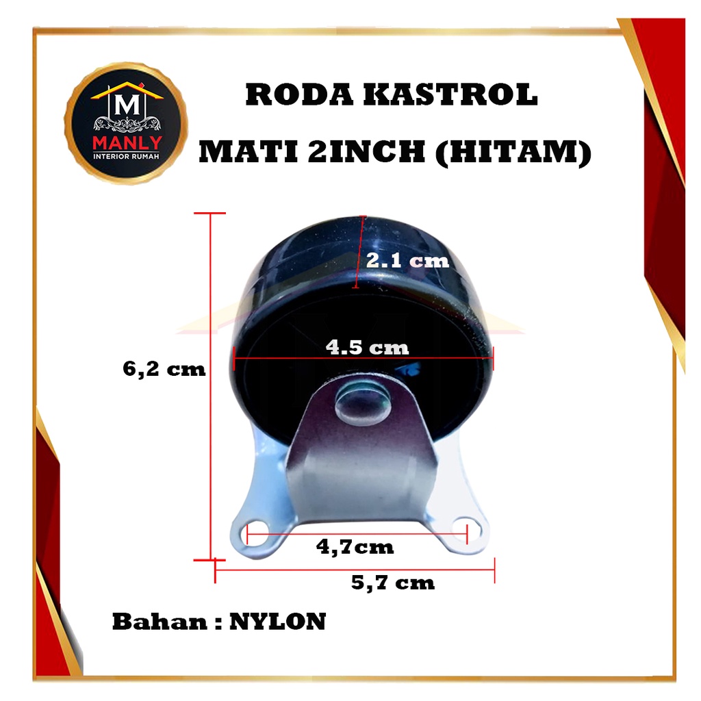 Roda Kastor Troly Etalase / Roda Lemari / Roda Kursi 2 Inch Mati, Isi 1 Pcs &amp; FREE SEKRUP