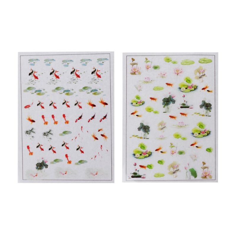 Moonlight Stiker Film Motif Ikan Mas / Lotus 3d Bahan Resin Untuk Dekorasi Perhiasan