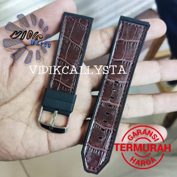 Tali Kulit Karet jam tangan 22mm Rubber Leather watch Import 22 mm KOMBINASI