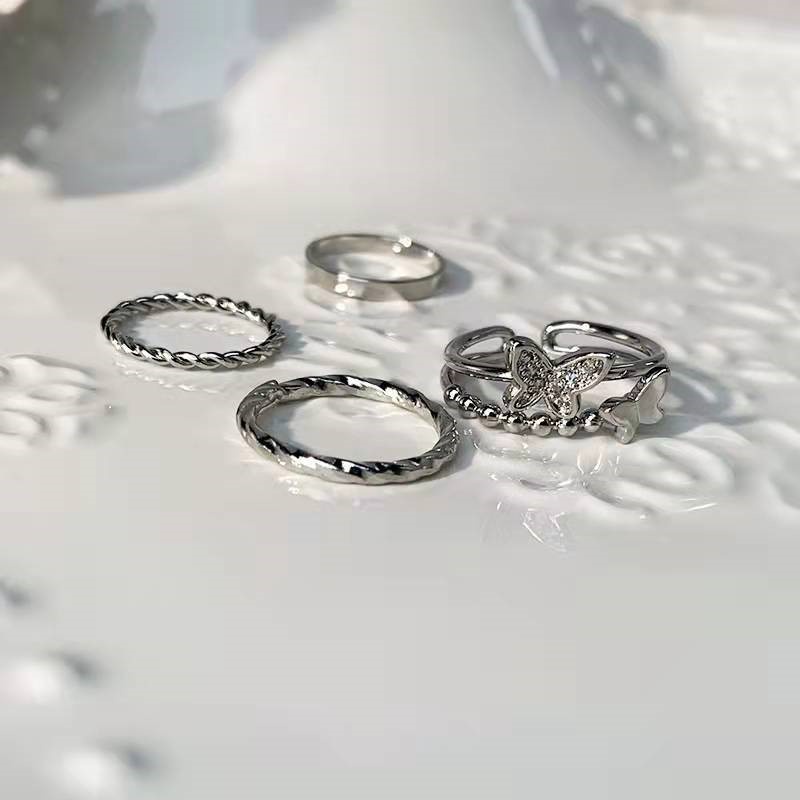 Butterfly Set Cincin Desain Kupu-Kupu Gaya Simple