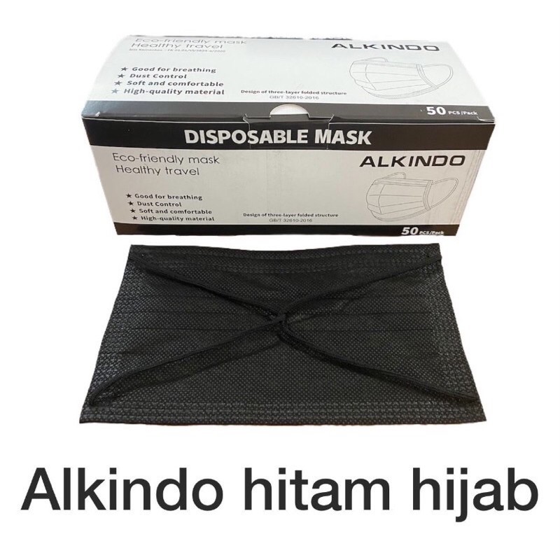 MASKER HIJAB HITAM/HEADLOOP HITAM DISPO