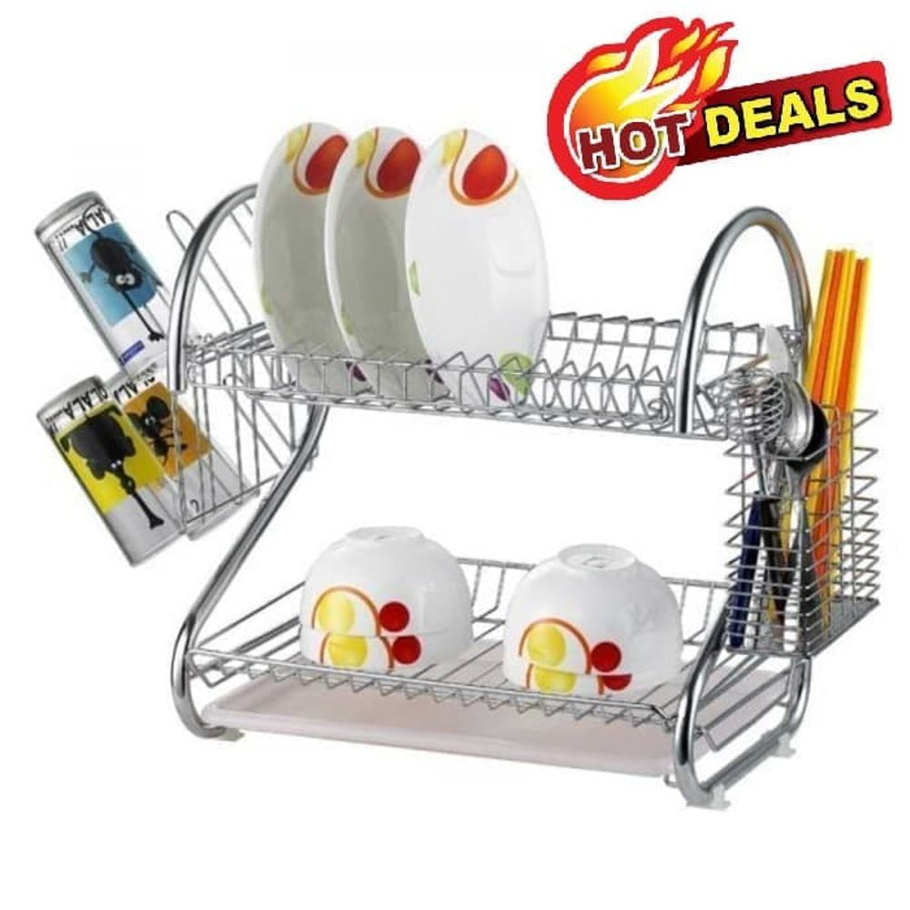 RAK PIRING GELAS STAINLESS 2 SUSUN RAK PORTABLE Murah