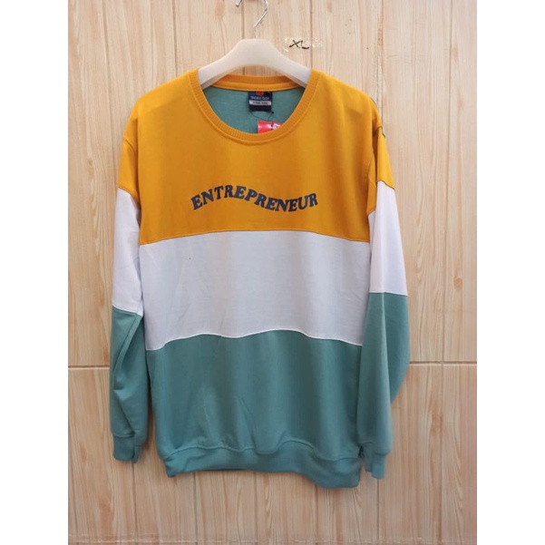 Sweater crewneck pria wanita unisex distro motif balok