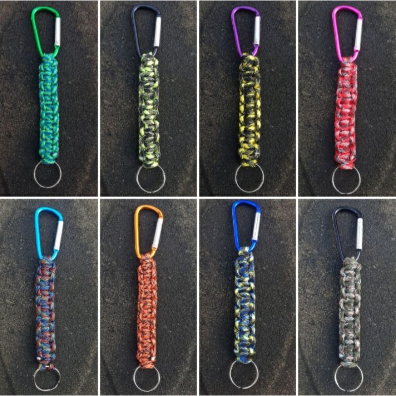 Gantungan Kunci Keychan Tali Paracord dengan Carabiner Untuk Survival Outdoor