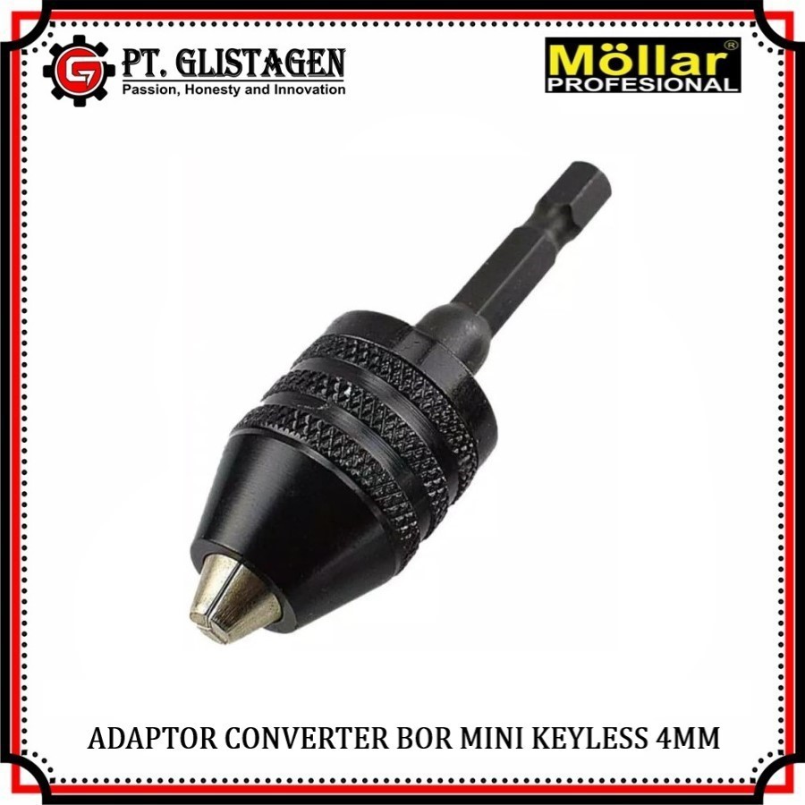 Adaptor Converter Hex Shank Kepala Bor Mini Keyless Drill Chuck 4mm