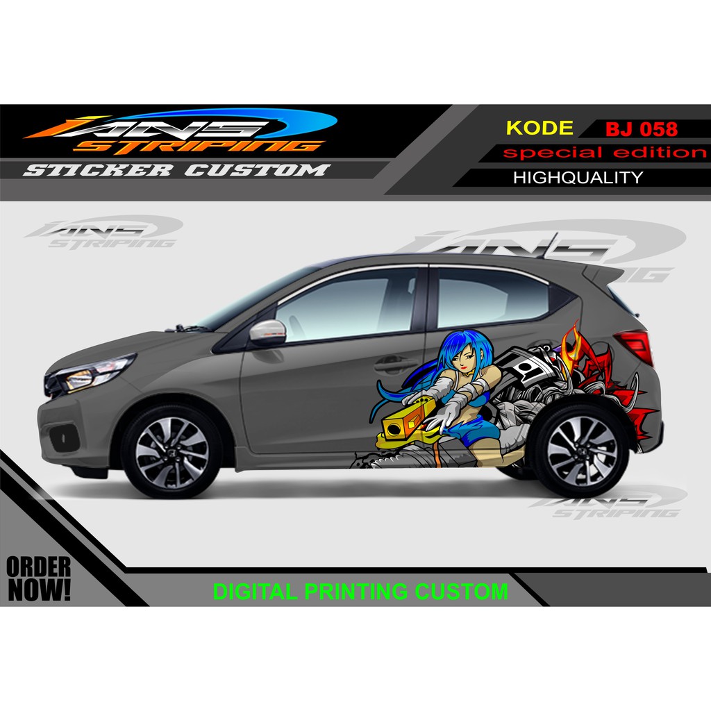 DECAL STIKER MOBIL SAMPING/ VARIASI STIKER CUSTOM MOBIL BRIO, JAZZ, AGYA, AVANZA DLL