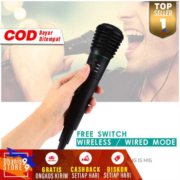 Mikrofon Wireless Murah Mic Wired Pengeras Suara Microphone Mick Live Karaoke Smule Tanpa Kabel