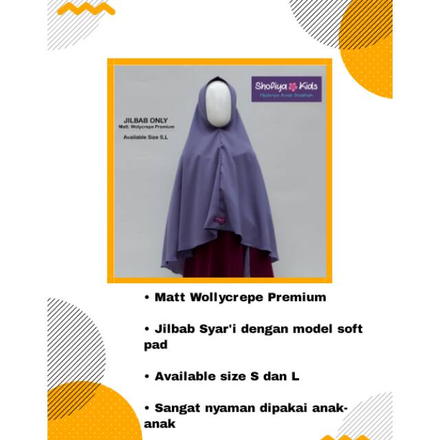 [ZAZA] Kerudung Anak Jilbab Shofiyakids Ungu Muda