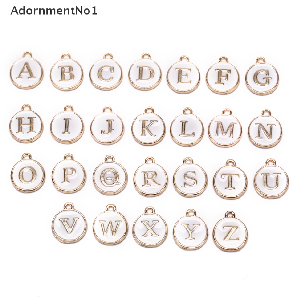 (AdornmentNo1) 26pcs / Set Charm Huruf Alfabet Untuk DIY Gelang / Perhiasan