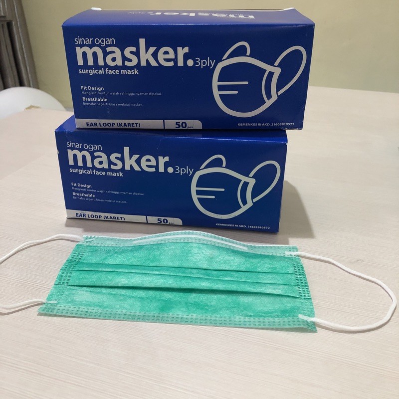 Masker Medis | Masker karet / Earloop / Surgical mask -Sinar Ogan